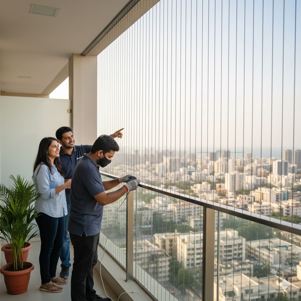Invisible grill installation for windows and balconies